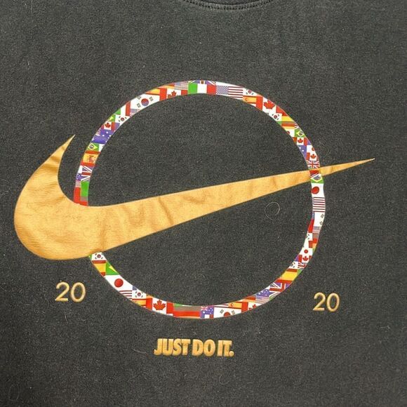 Men’s Nike T-shirt international with Gold swoosh logo Just Do It 2020. Size XL - Picture 2 of 4